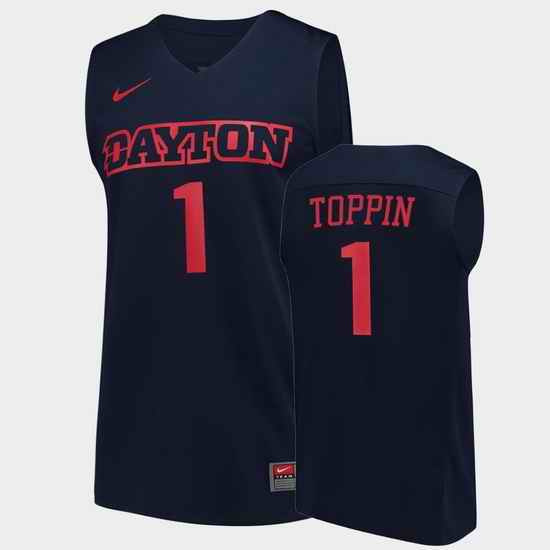 Men Dayton Flyers Obi Toppin College Basketball Navy Jersey